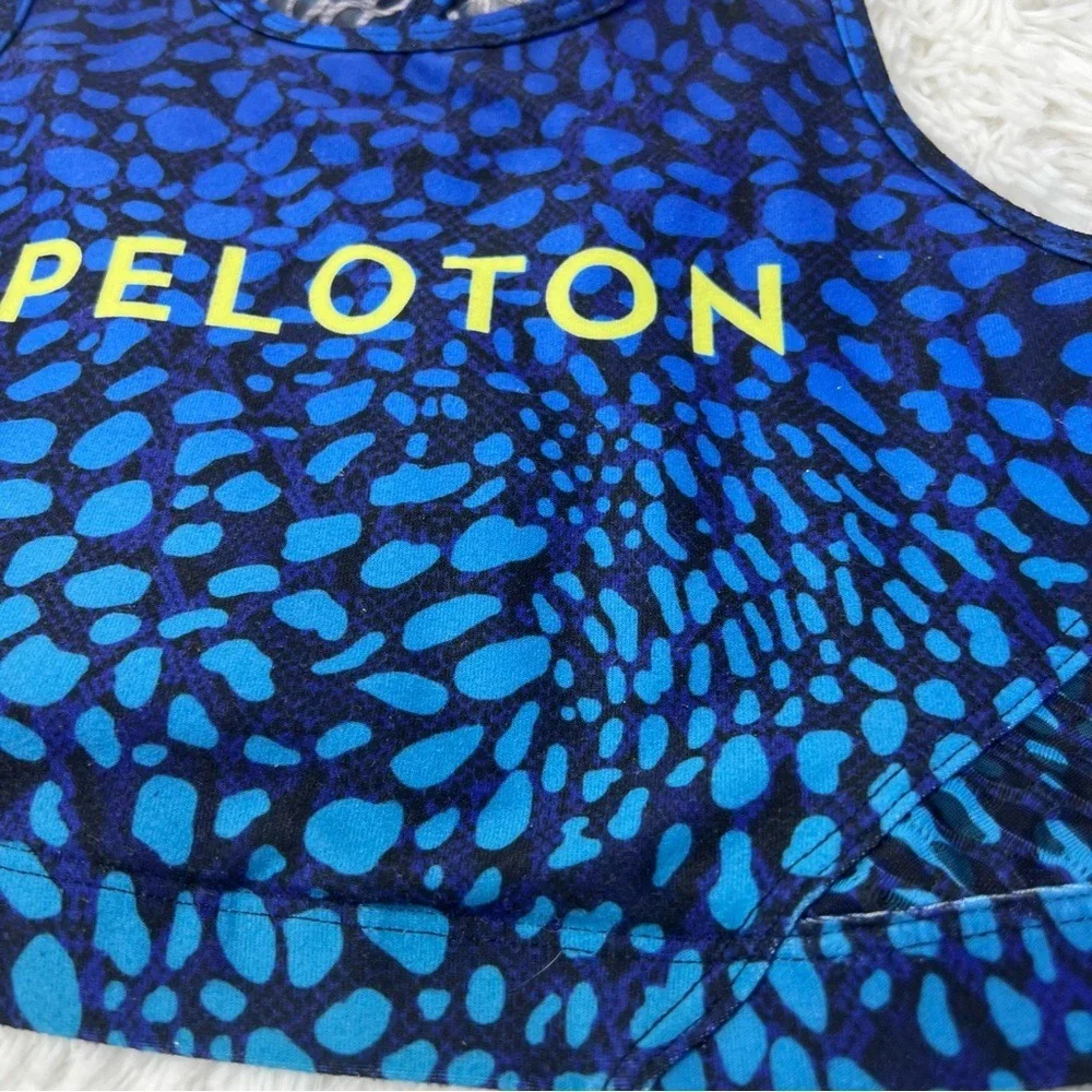 PELOTON wild‎ kite high neck sports bike bra Blue Black Butterfly Size Small